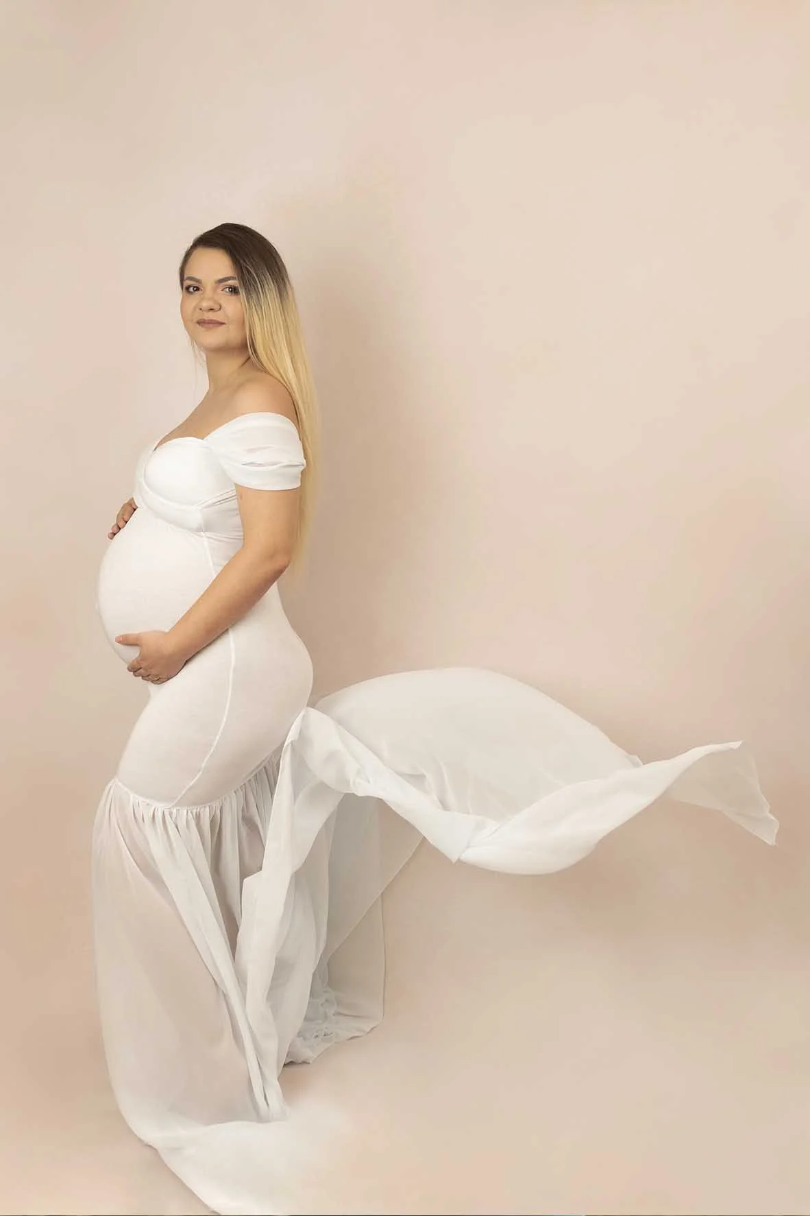pregnant lady at studio maternity photoshoot